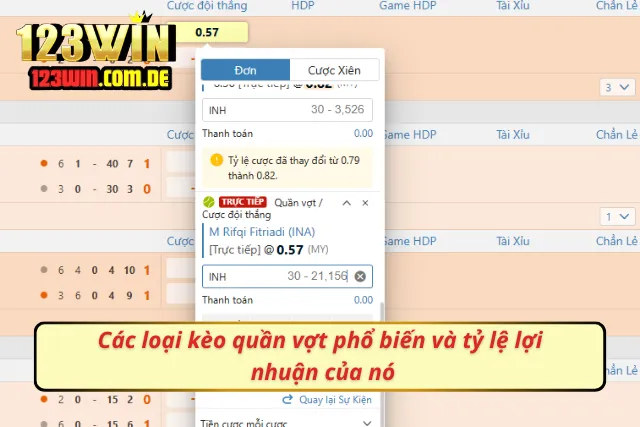 Cược Tennis có nhiều thể loại kèo đi kèm tỷ lệ lợi nhuận cao